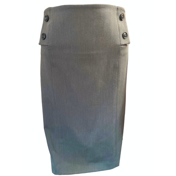 Alex Marie Gray Pencil Skirt Button Accents Size 16 Lining Business Wear Designe - Picture 3 of 12